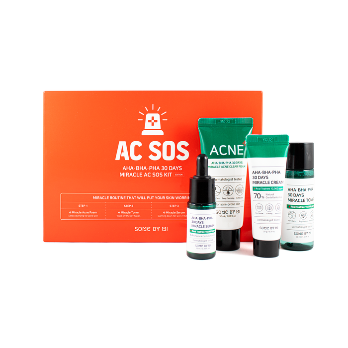 AHA BHA PHA 30 Days Miracle AC SOS Kit 4pzas | Kit Anti Acne - The Happy Face Co.